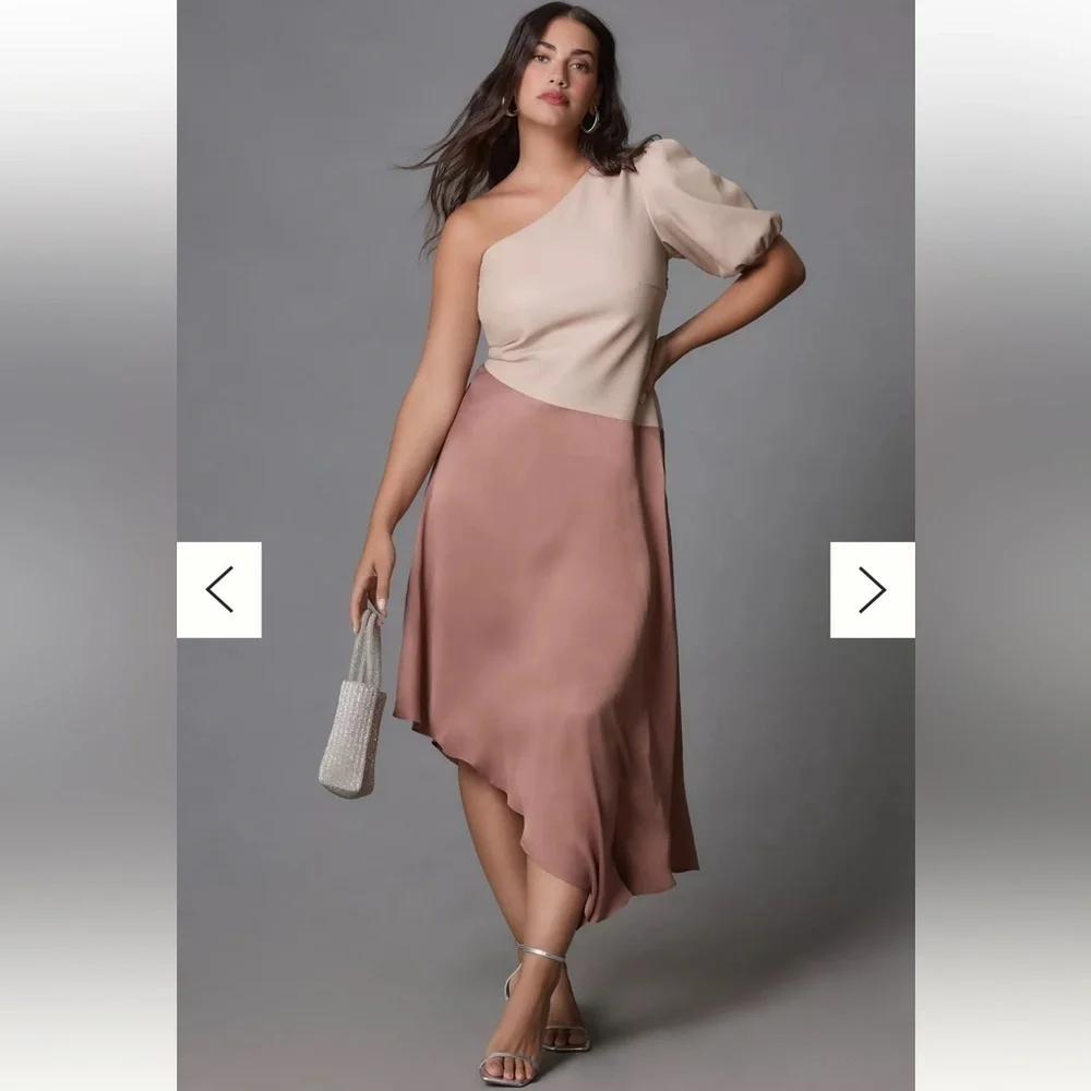 NWT Anthropologie Faux Leather One-Shoulder Asymmetrical Midi Dress size 2 - Picture 1 of 16